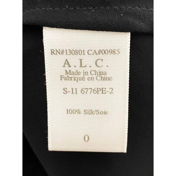 A.L.C. Women's V Split Neck Halter Mini Dress Crepe Silk Black White Stripes NWT - Picture 5 of 8